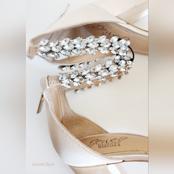 🆕️ Jewel Badgley Miscka Mayra Ankle Strap Sandals block heel - Champagne - 8 - Picture 11 of 14